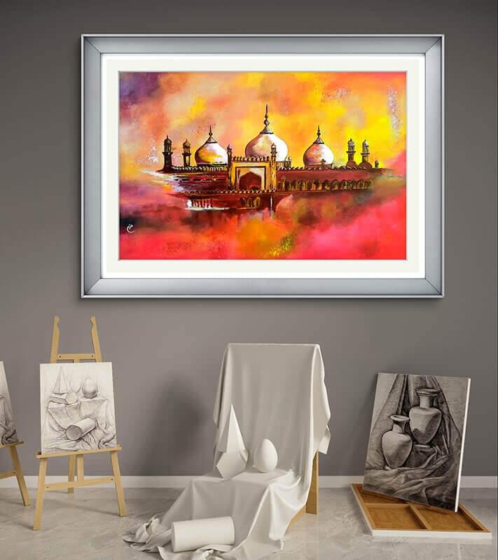 Badshahi Mosque Islamic wall art enhancing a prayer room or mosque interior with spiritual ambiance